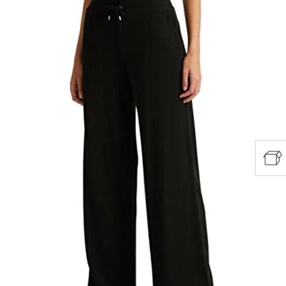 Lauren Ralph Lauren Plus-Size Thermal Waffle-Knit Sweatpant Polo Black 2X - Picture 1 of 3